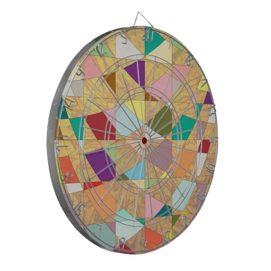 Abstracte kleuren Sun Burst Dartbord (Voorkant Links)
