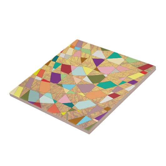 Abstracte kleuren Sun Burst Tegeltje (Zijkant)