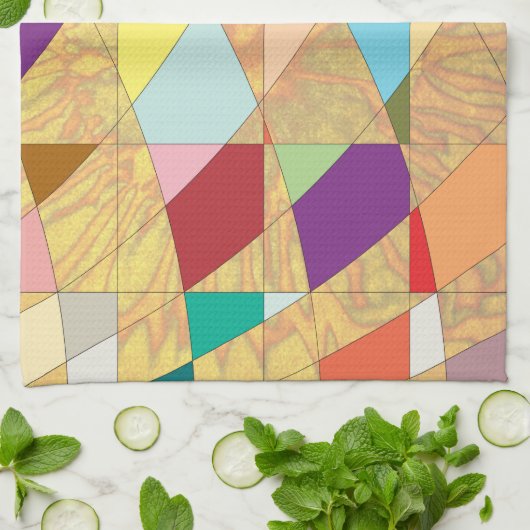 Abstracte kleuren Sun Burst Theedoek (Gevouwen)