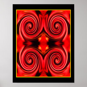 Abstracte kleuren voor rode en gele zwembroeken poster