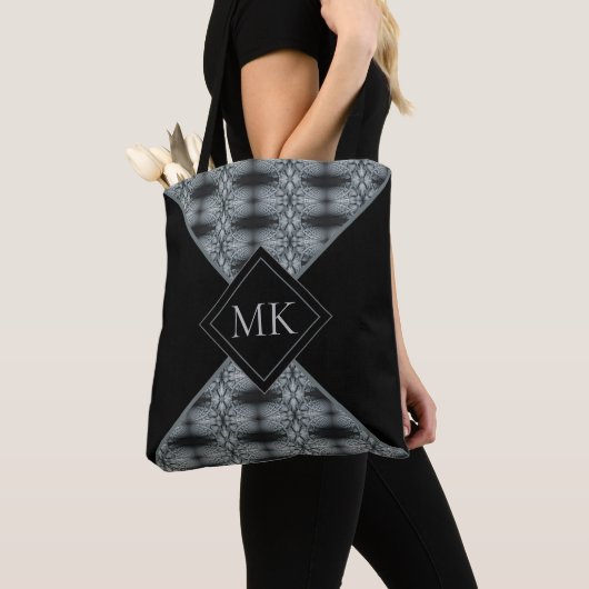 Abstracte kleurenblok-Monogrammen Tote Bag (Dichtbij)