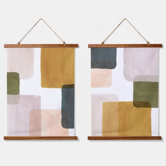 Abstracte kleurenblokken hangend wandkleed (Dubbel)