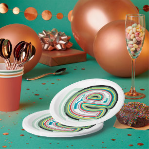 Abstracte kleurenbrief E Papieren Bordje