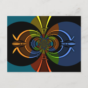 Abstracte kleurenburst art print briefkaart