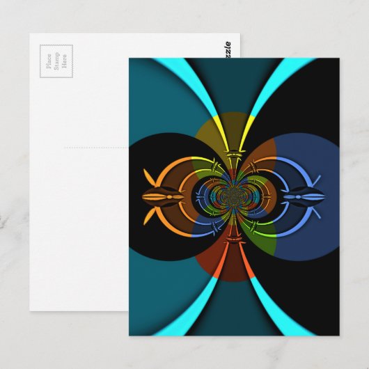 Abstracte kleurenburst art print briefkaart (Voorkant / Achterkant)