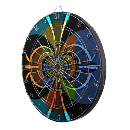 Abstracte kleurenburst art print dartbord (Voorkant Rechts)