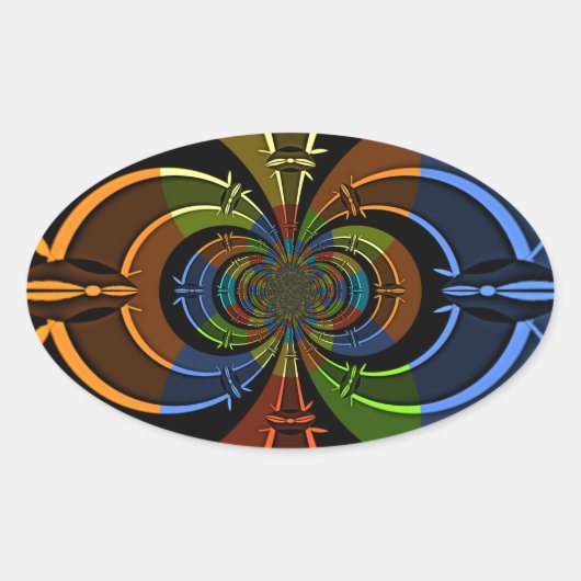 Abstracte kleurenburst art print ovale sticker (Voorkant)
