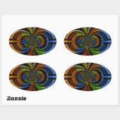 Abstracte kleurenburst art print ovale sticker (Vel)