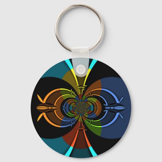 Abstracte kleurenburst art print sleutelhanger (Voorkant)