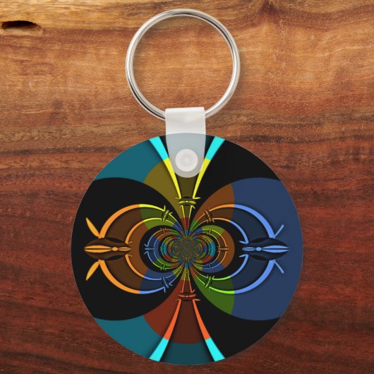 Abstracte kleurenburst art print sleutelhanger (Voorkant)