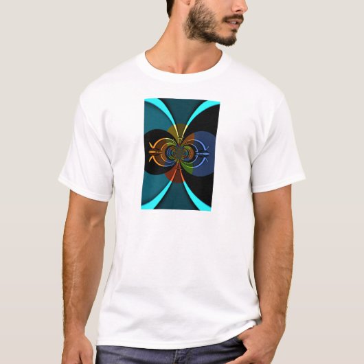 Abstracte kleurenburst art print t-shirt (Voorkant)