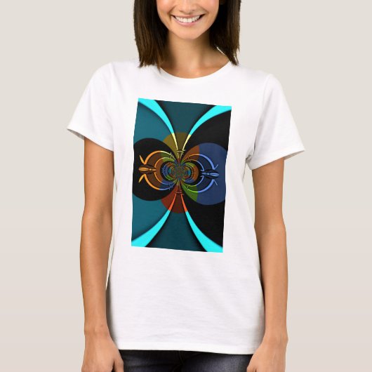 Abstracte kleurenburst art print t-shirt (Voorkant)