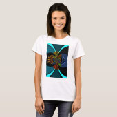 Abstracte kleurenburst art print t-shirt (Voorkant volledig)