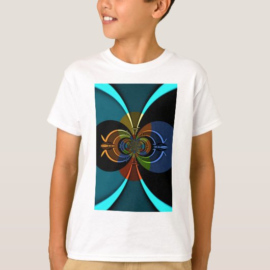 Abstracte kleurenburst art print t-shirt (Voorkant)