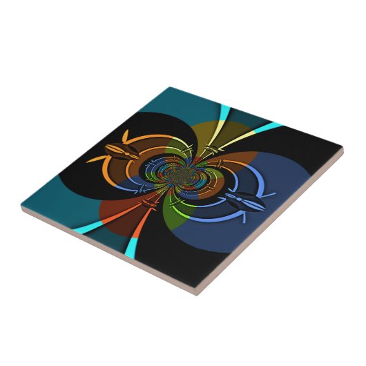 Abstracte kleurenburst art print tegeltje (Zijkant)