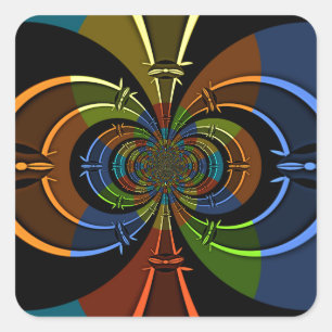 Abstracte kleurenburst art print vierkante sticker