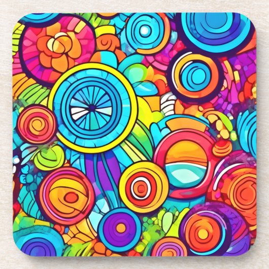 Abstracte kleurencirkels bier onderzetter (Voorkant)