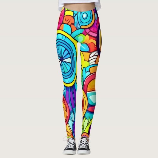 Abstracte kleurencirkels leggings (Voorkant)