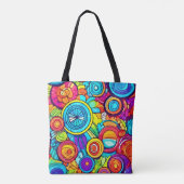 Abstracte kleurencirkels tote bag (Achterkant)