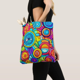 Abstracte kleurencirkels tote bag