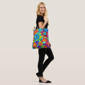 Abstracte kleurencirkels tote bag (Op model)