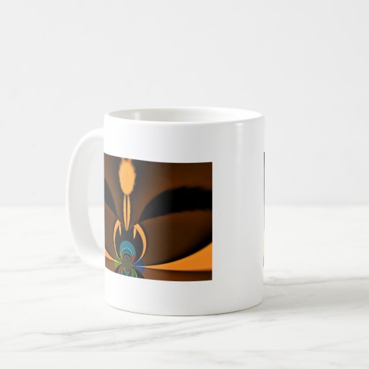 Abstracte kleurencontrastillustratie koffiemok (Voorkant links)