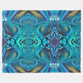 Abstracte kleurenexplosie Aqua Blue Gold Fleece Deken (Voorkant (Horizontaal))