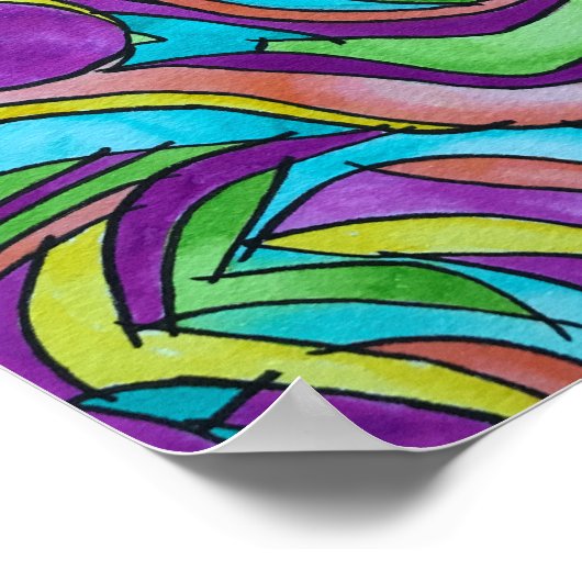 Abstracte kleureninkt en Waterverf (Rhythm) Poster (Hoek)