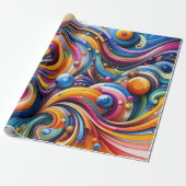 Abstracte kleurenkunst cadeaupapier (Uitgerold)