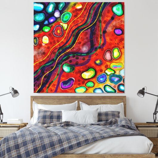 Abstracte kleurenkunst canvas afdruk (Insitu (Slaapkamer))