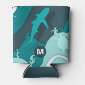 Abstracte kleurenmonogram voor haaien en schilden blikjeskoeler (Voorkant)