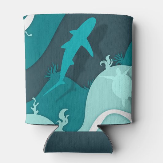 Abstracte kleurenmonogram voor haaien en schilden blikjeskoeler (Achterkant)