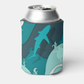 Abstracte kleurenmonogram voor haaien en schilden blikjeskoeler (Blikje Achterkant)