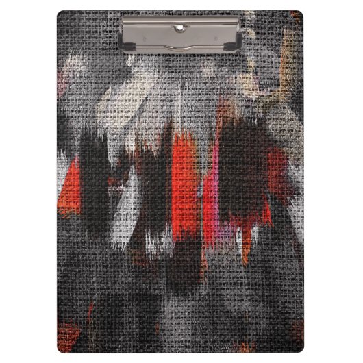 Abstracte kleurenpenseel Rustic Burlap #5 Klembord (Voorkant)