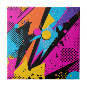 Abstracte kleurensplash in Retro Comic Style (1) Tegeltje