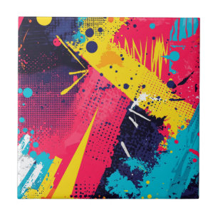 Abstracte kleurensplash in Retro Comic Style (2) Tegeltje