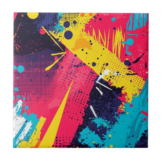 Abstracte kleurensplash in Retro Comic Style (2) Tegeltje (Voorkant)