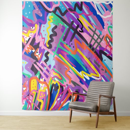 Abstracte kleurenweergave wandkleed (In situ)