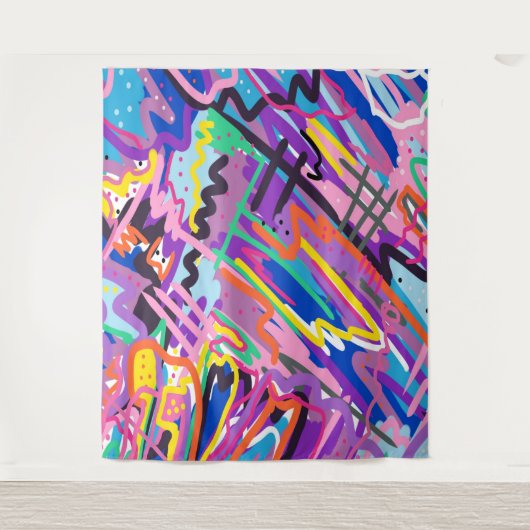 Abstracte kleurenweergave wandkleed (Voorkant)