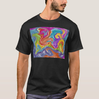Abstracte kleurenwerveling t-shirt