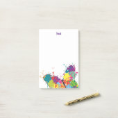 Abstracte kleurige drip verfvlinder post-it® notes (Op bureau)