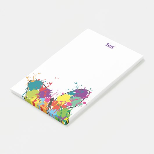 Abstracte kleurige drip verfvlinder post-it® notes (Schuin)
