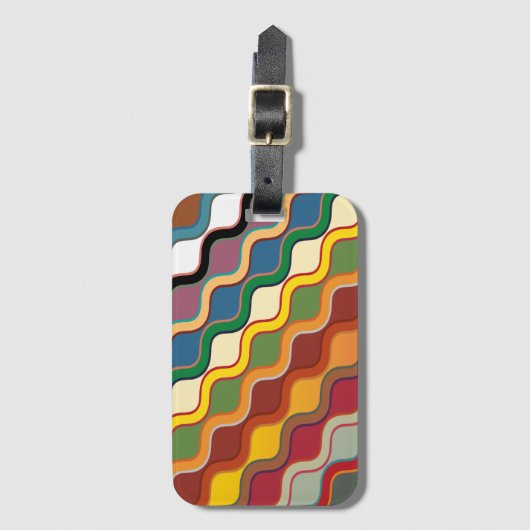 Abstracte kleurige golvende strepen bagagelabel (Voorkant (verticaal))