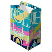 Abstracte kleurige Hola Medium Cadeauzakje (Voorkant Gekanteld)
