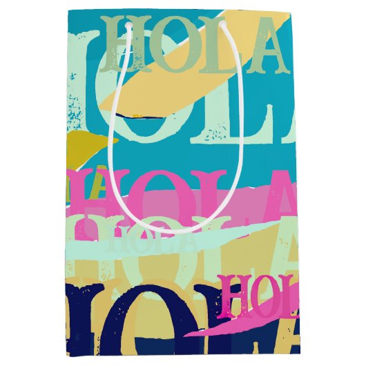 Abstracte kleurige Hola Medium Cadeauzakje (Voorkant)