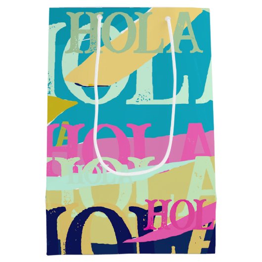 Abstracte kleurige Hola Medium Cadeauzakje (Achterkant)