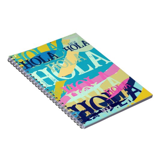 Abstracte kleurige Hola Notitieboek (Rechterzijde)