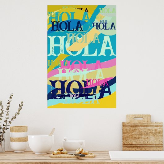 Abstracte kleurige Hola Poster (Keuken)