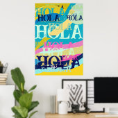 Abstracte kleurige Hola Poster (Thuiskantoor)