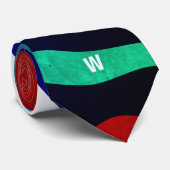 Abstracte Kleurrijke 70s Camouflage Monogrammed Stropdas (Opgerold)